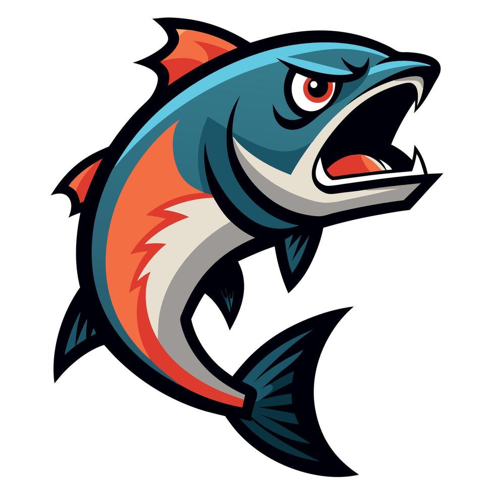 Chinook Salmon dog angry kawaii vector