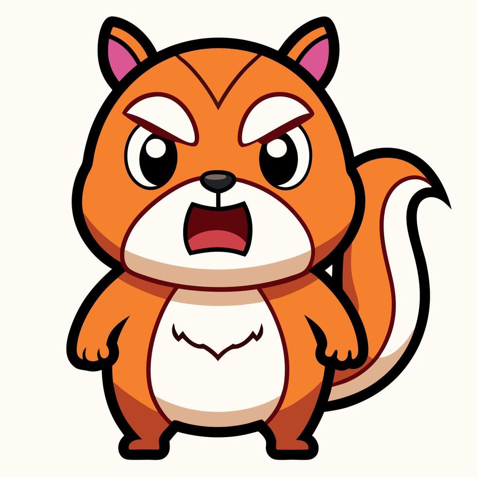 Chipmunk rodent angry kawaii vector