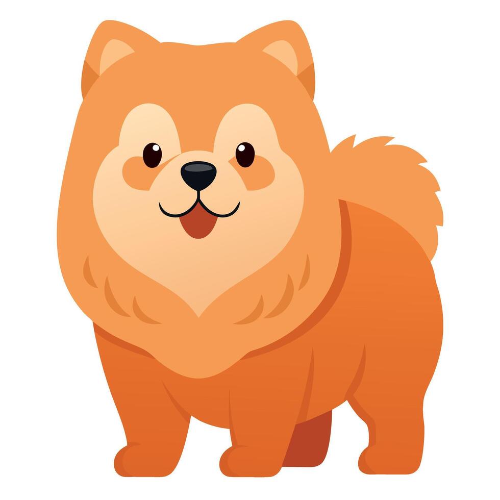 Chow Pom dog lies kawaii vector