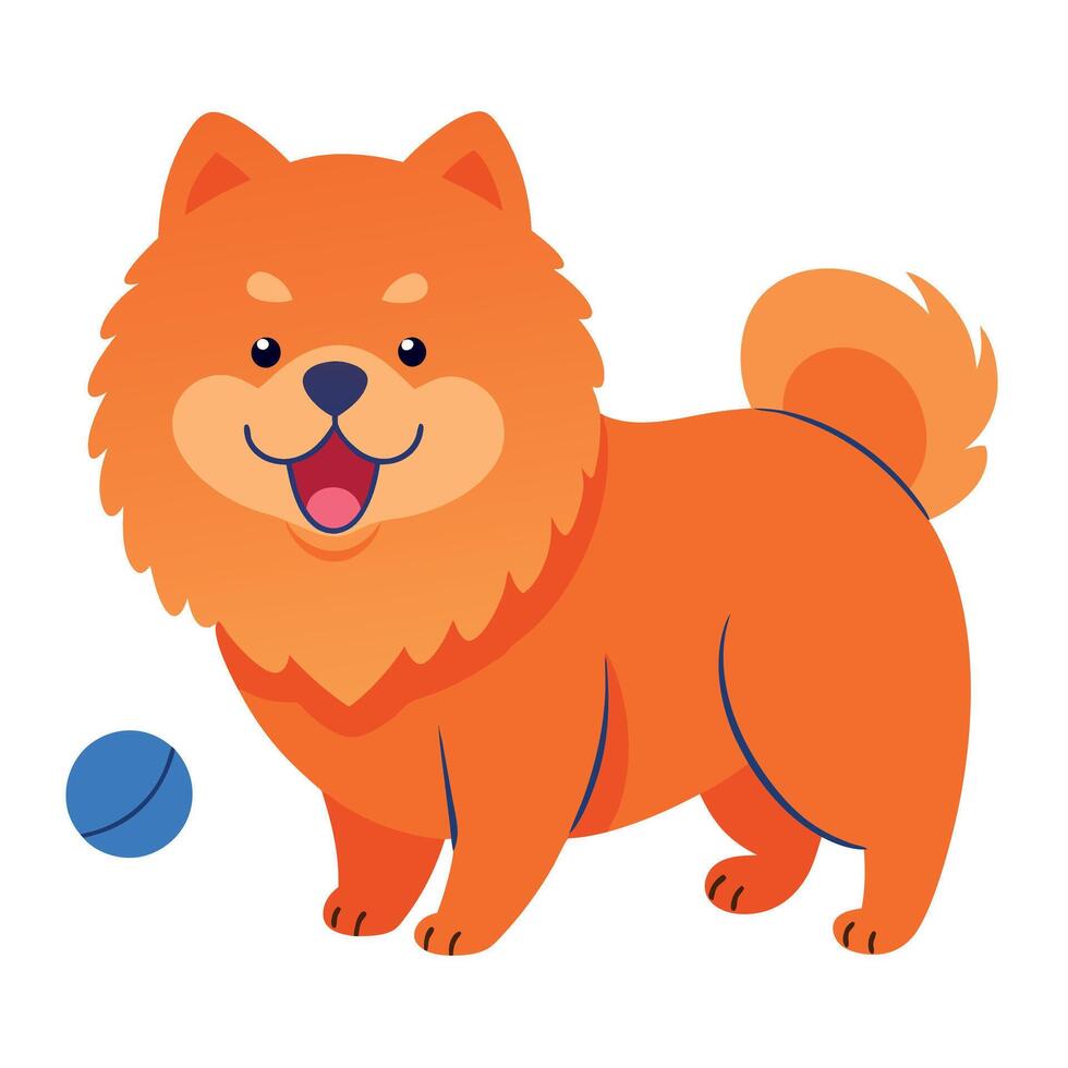 Chow Pom dog play kawaii vector
