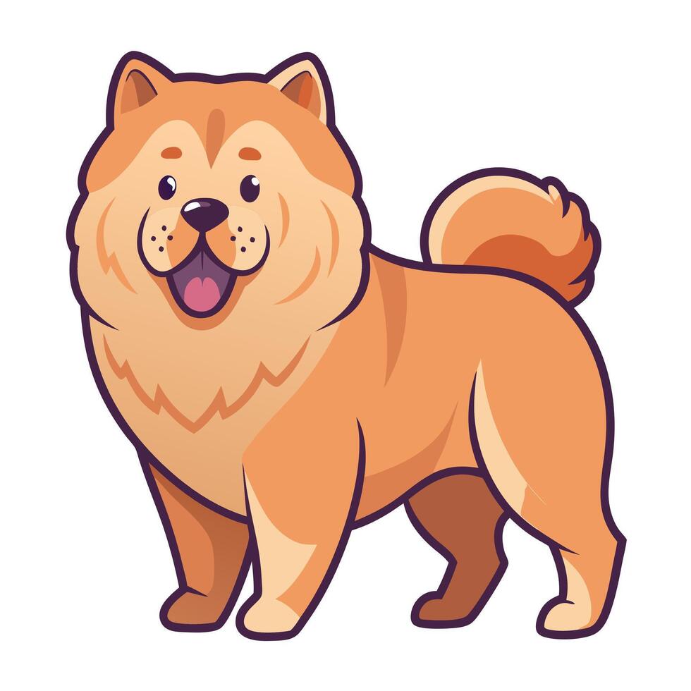 Chow Shepherd dog walks kawaii vector
