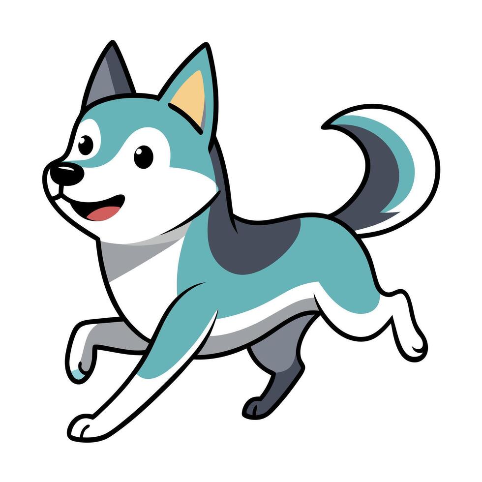 Chusky dog runs kawaii vector