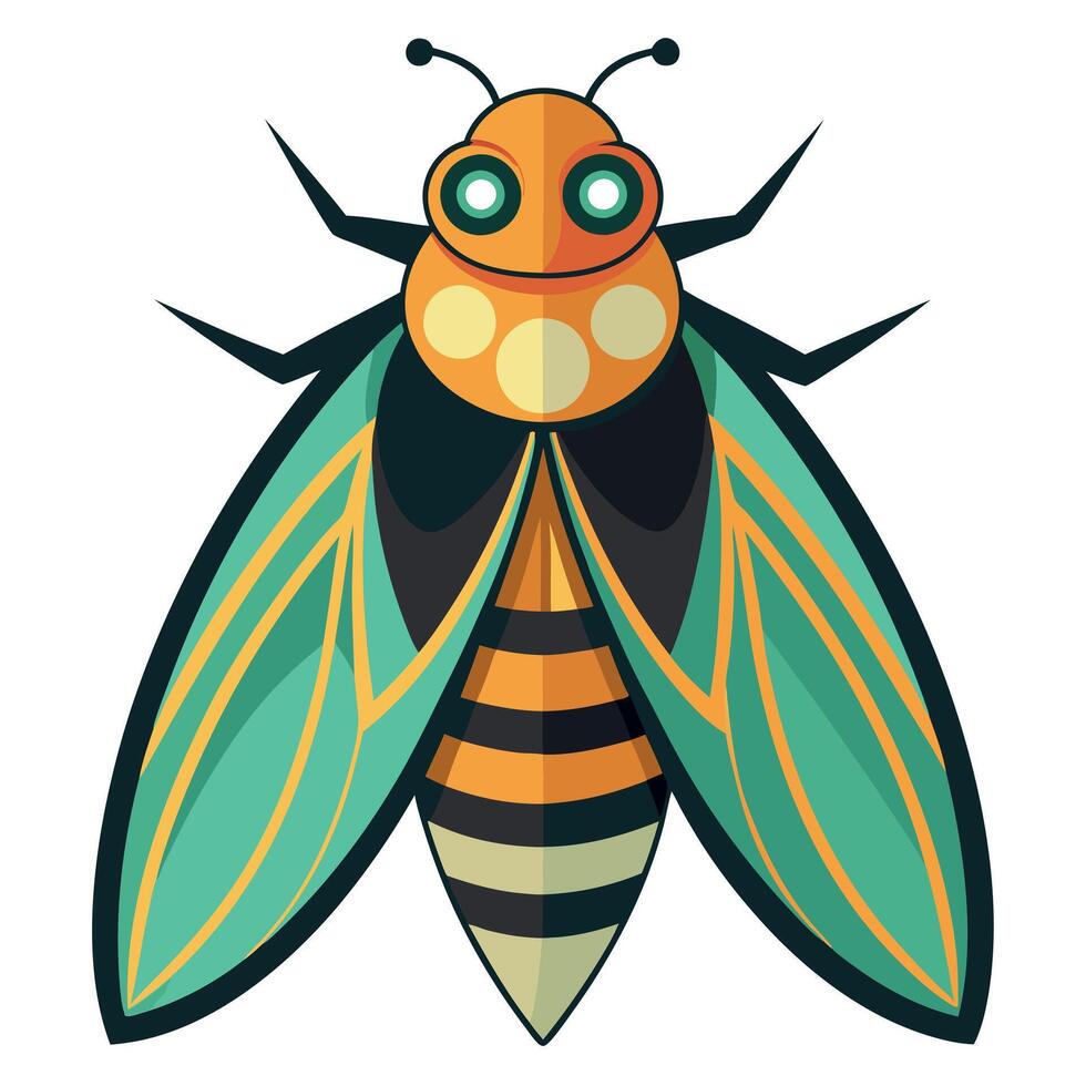 Cicada bug goes kawaii vector