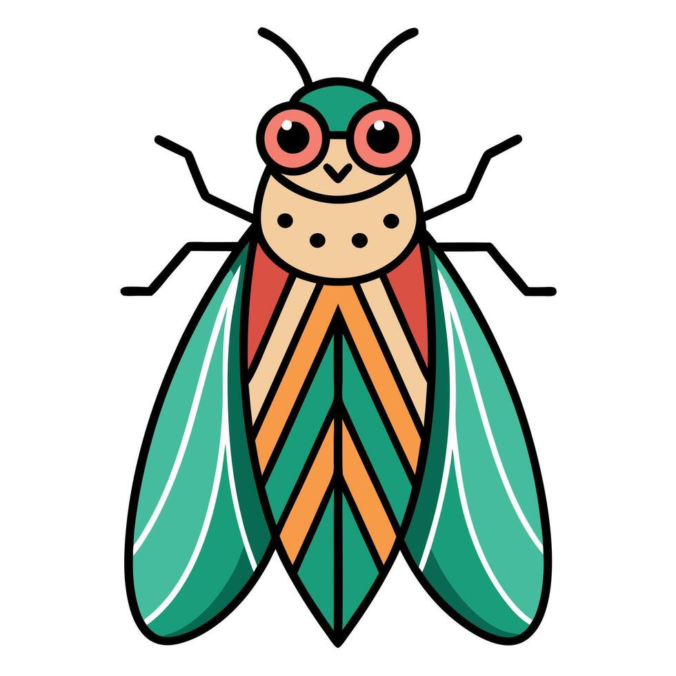 Cicada bug jumps kawaii vector