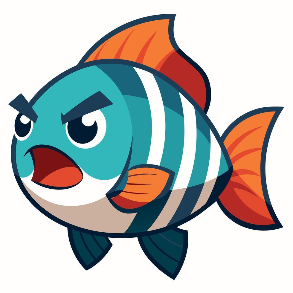 Cichlid fish angry kawaii vector