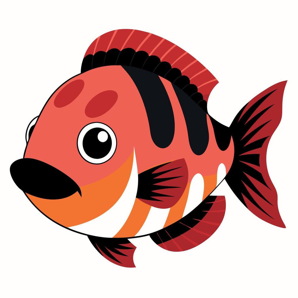 Cichlid fish laughs kawaii vector