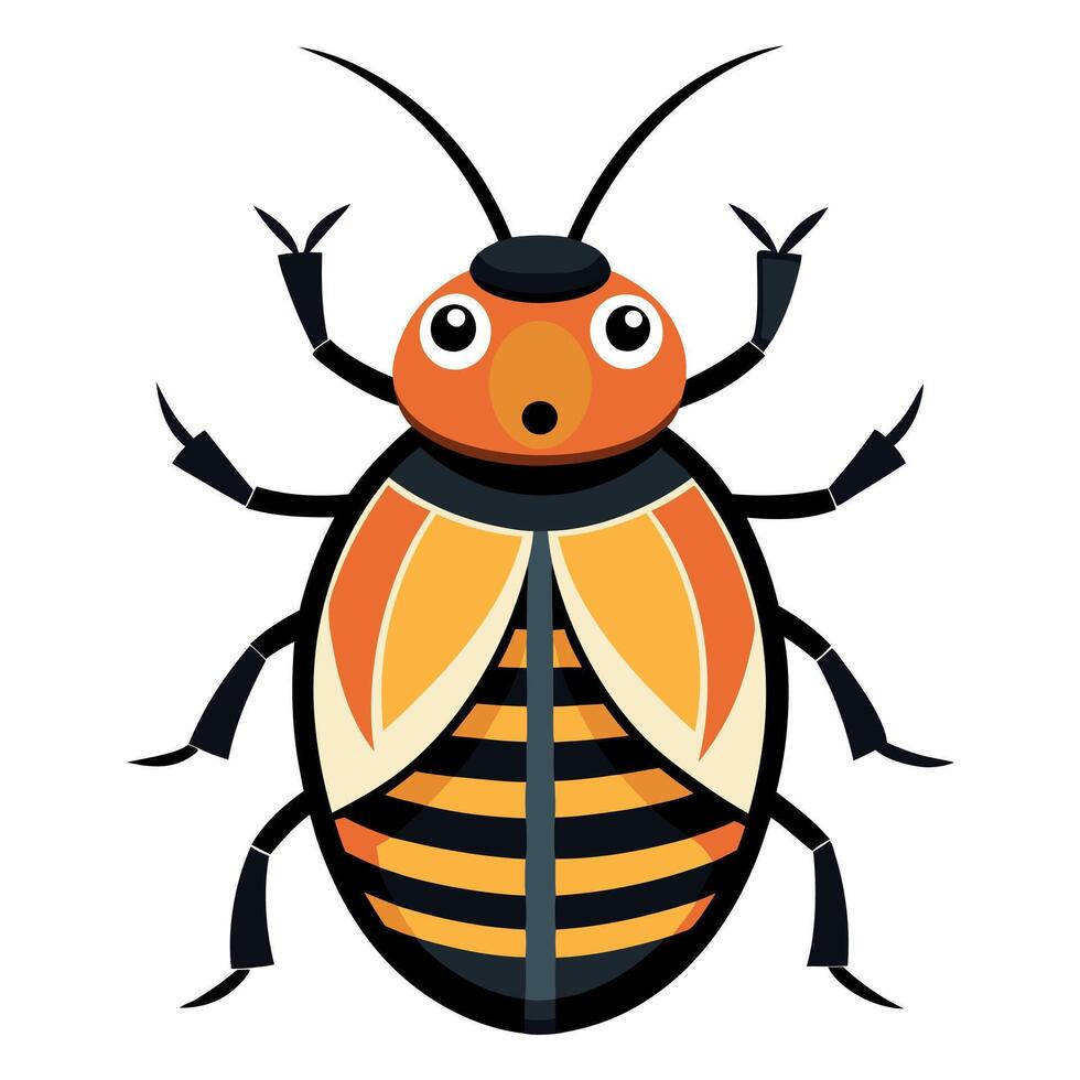 Cigarette Beetle bug runs kawaii vector