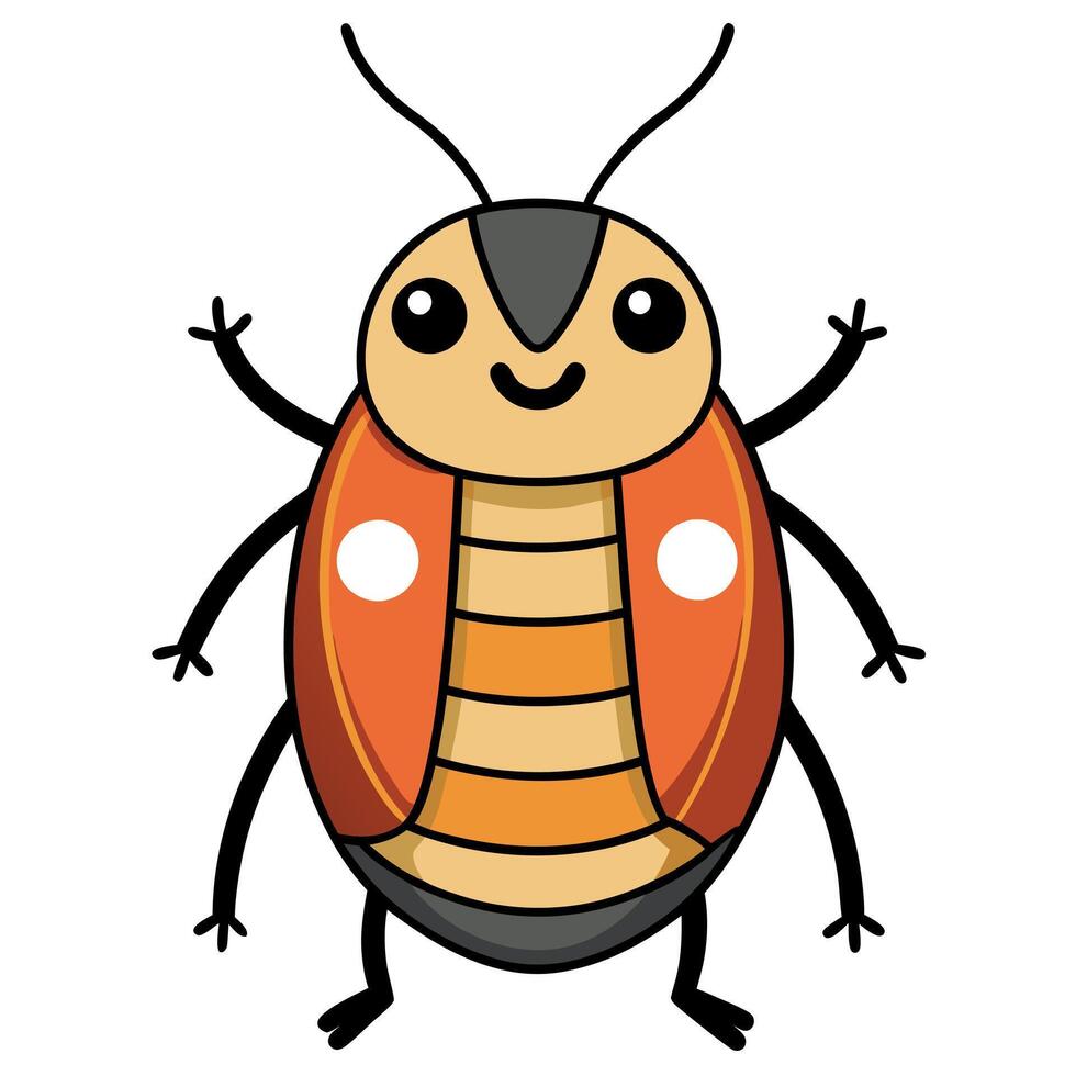 Cigarette Beetle bug sits kawaii vector