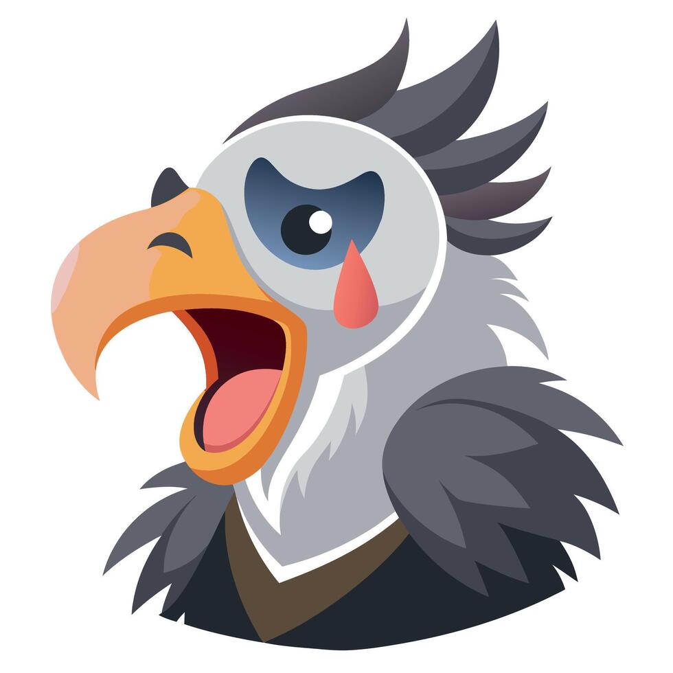 Cinereous Vulture bird cries kawaii vector