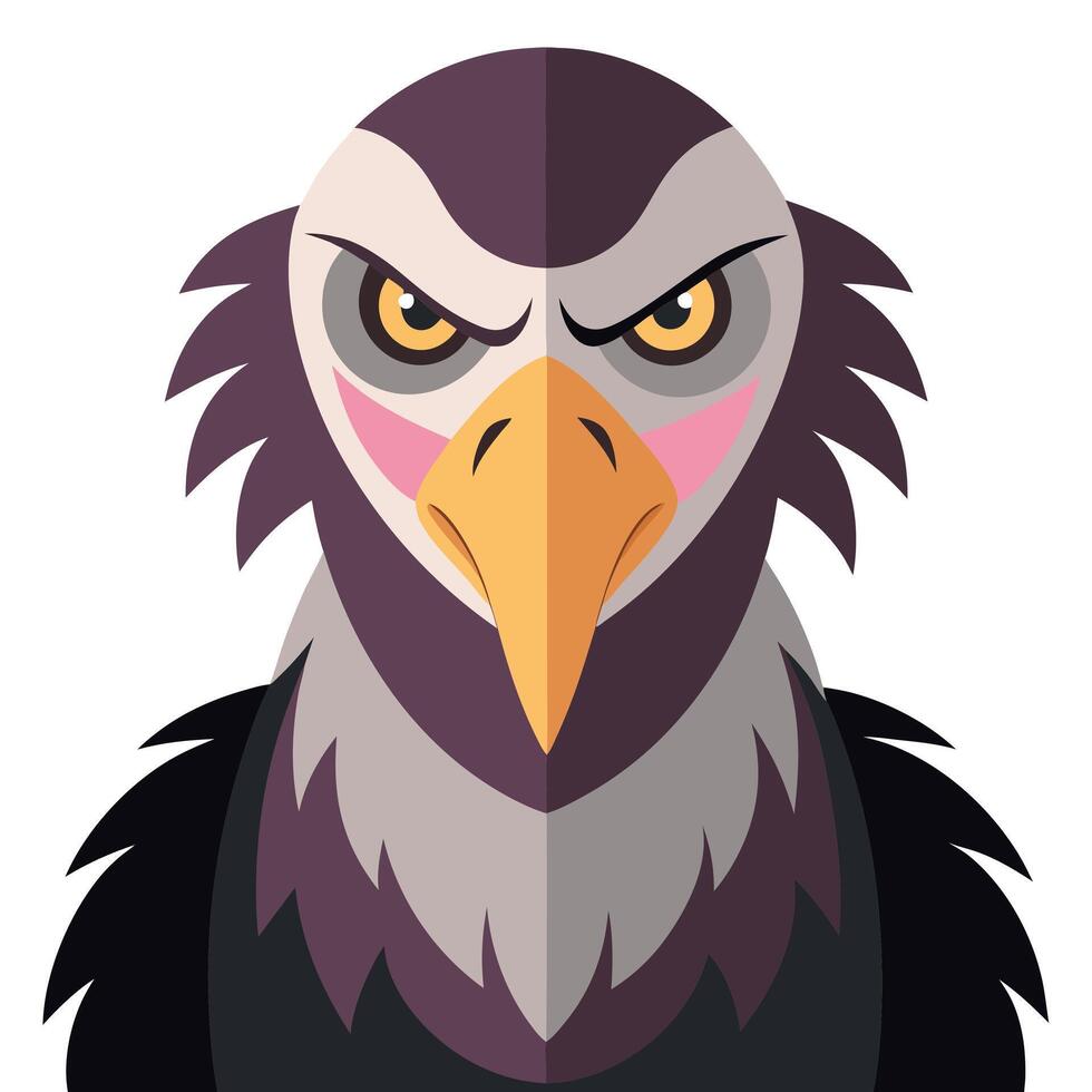 Cinereous Vulture bird angry kawaii vector