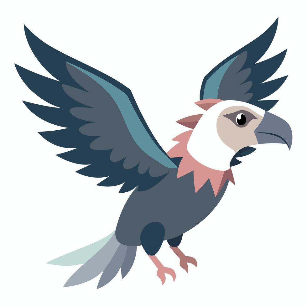 Cinereous Vulture bird flies kawaii vector