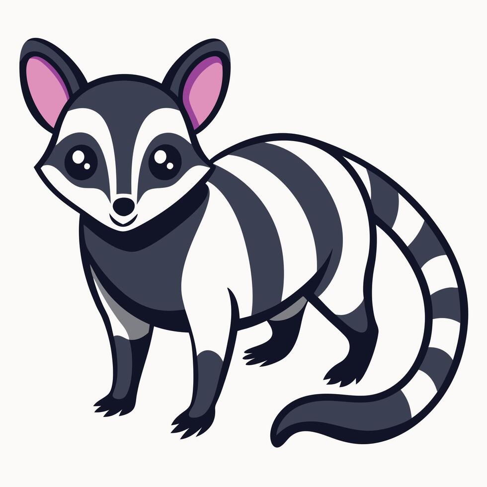 Civet rodent learns kawaii vector