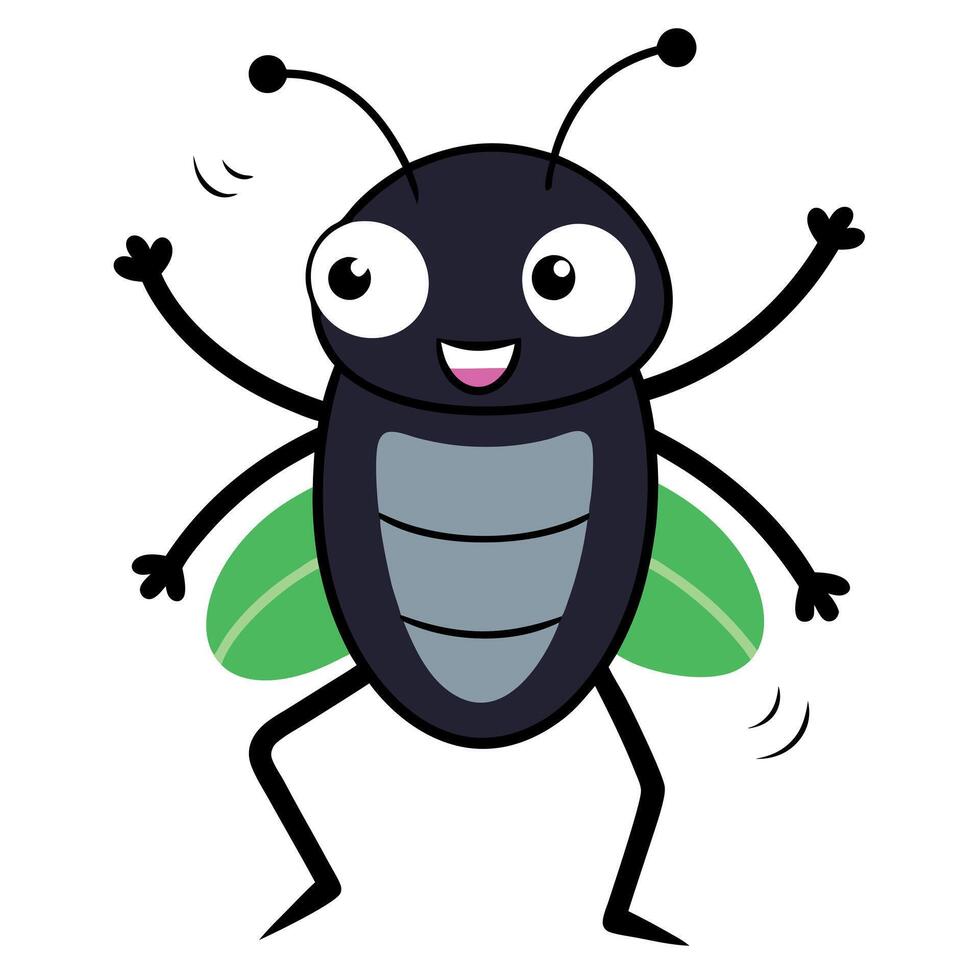 Click Beetle bug dancing kawaii vector