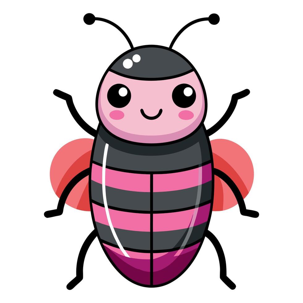 Click Beetle bug flies kawaii vector