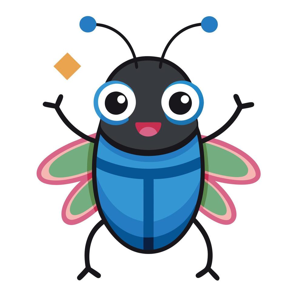 Click Beetle bug learns kawaii vector