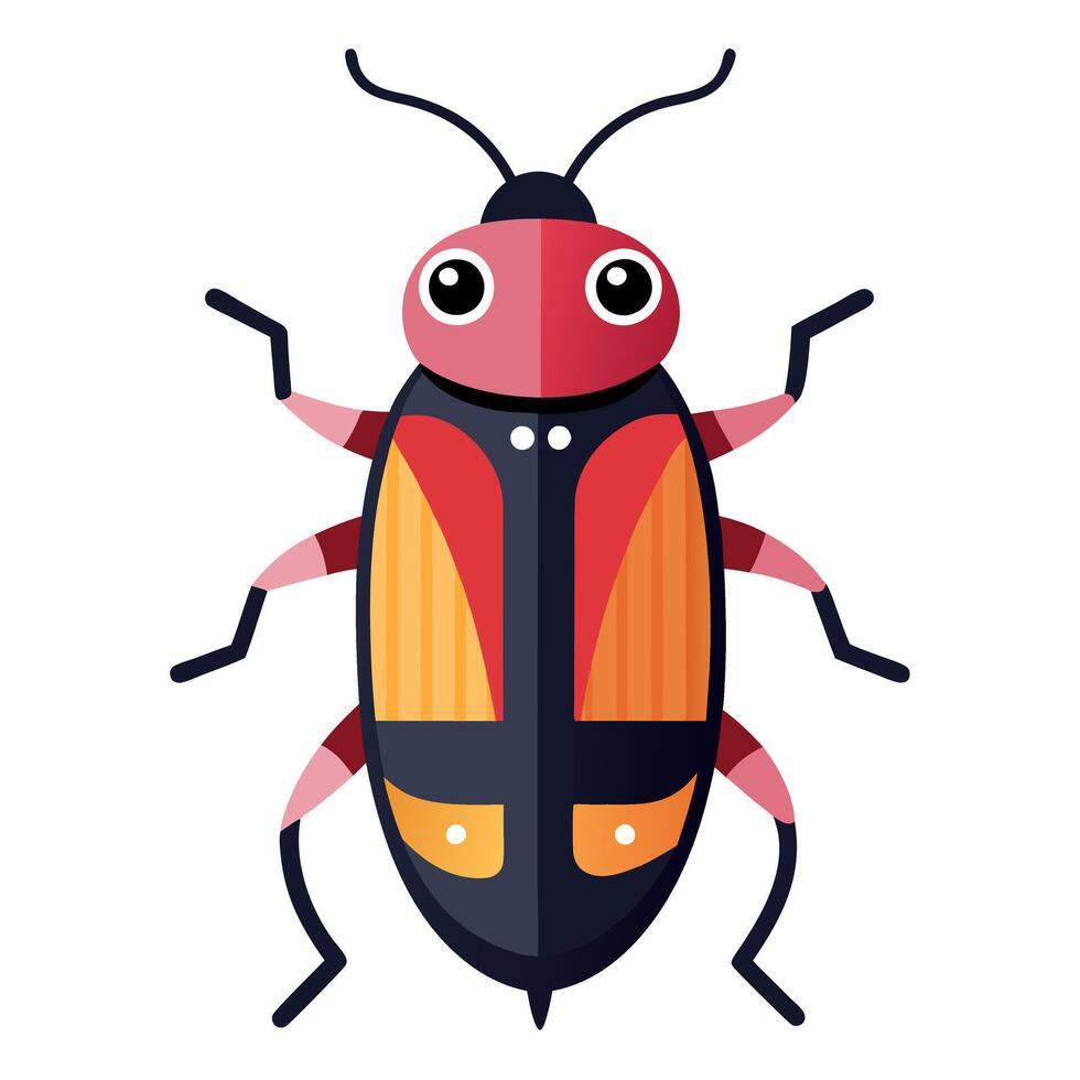 Click Beetle bug lies kawaii vector