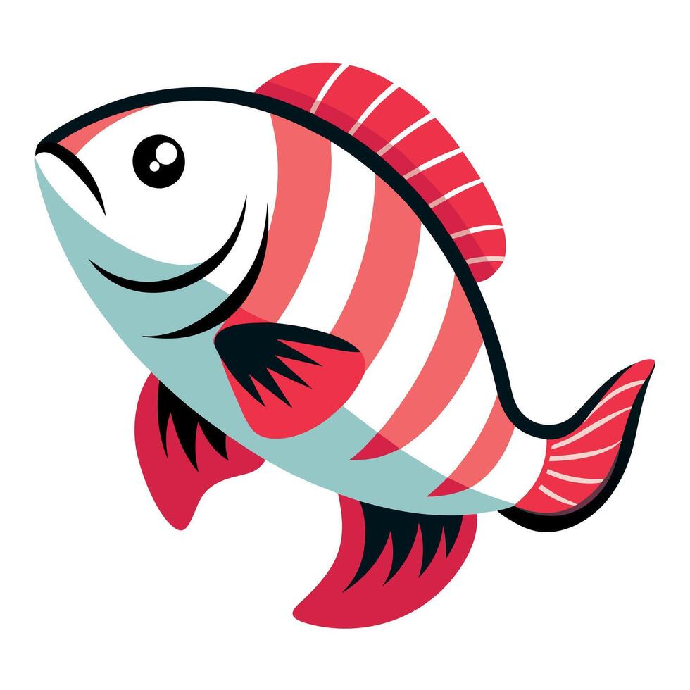 Climbing Perch fish knocks kawaii vector