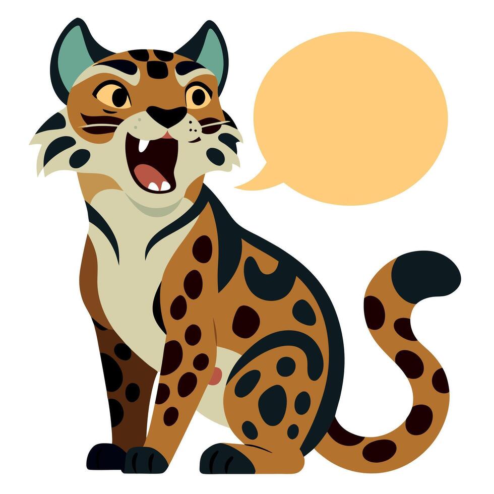 Clouded Leopard speaks kawaii vector