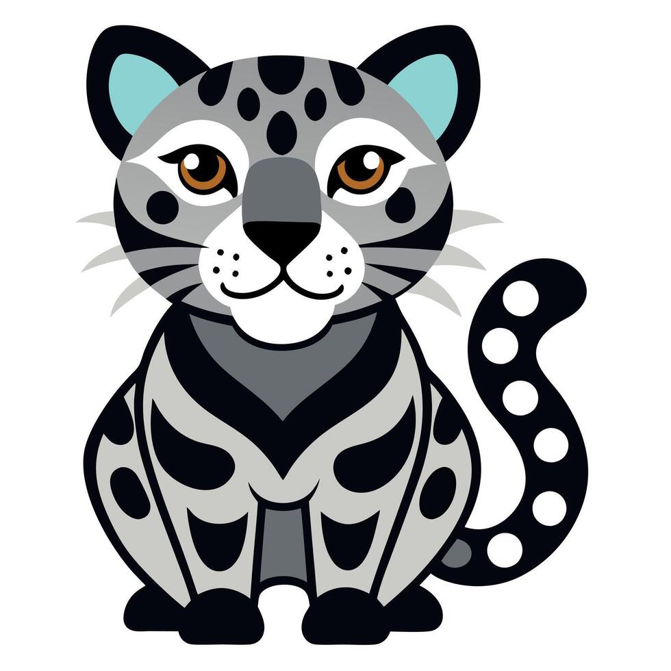 Clouded Leopard flies kawaii vector