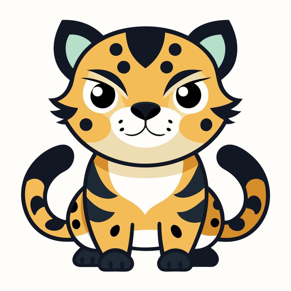 Clouded Leopard stands kawaii vector