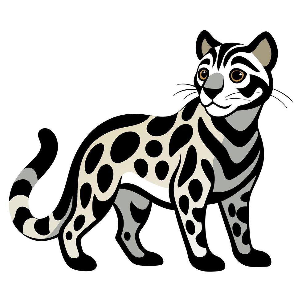 Clouded Leopard walks kawaii vector