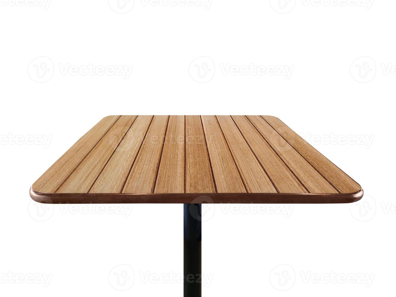 Empty wooden table isolated on white background. photo