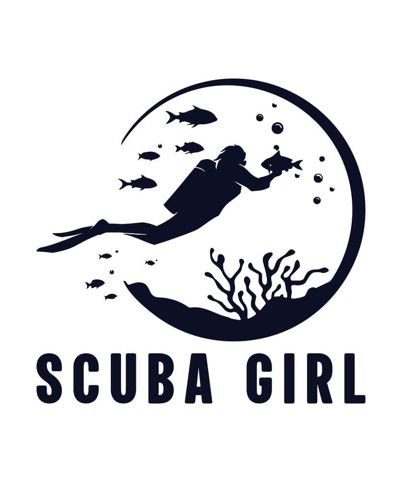Scuba girl logo tshirt vector