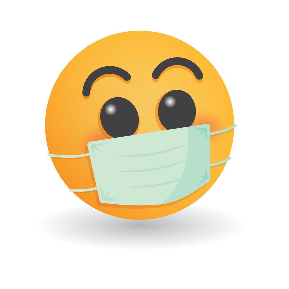 Mask with emoji concept for save the world with Covid-19 virus. Danger symbol illustration. vector
