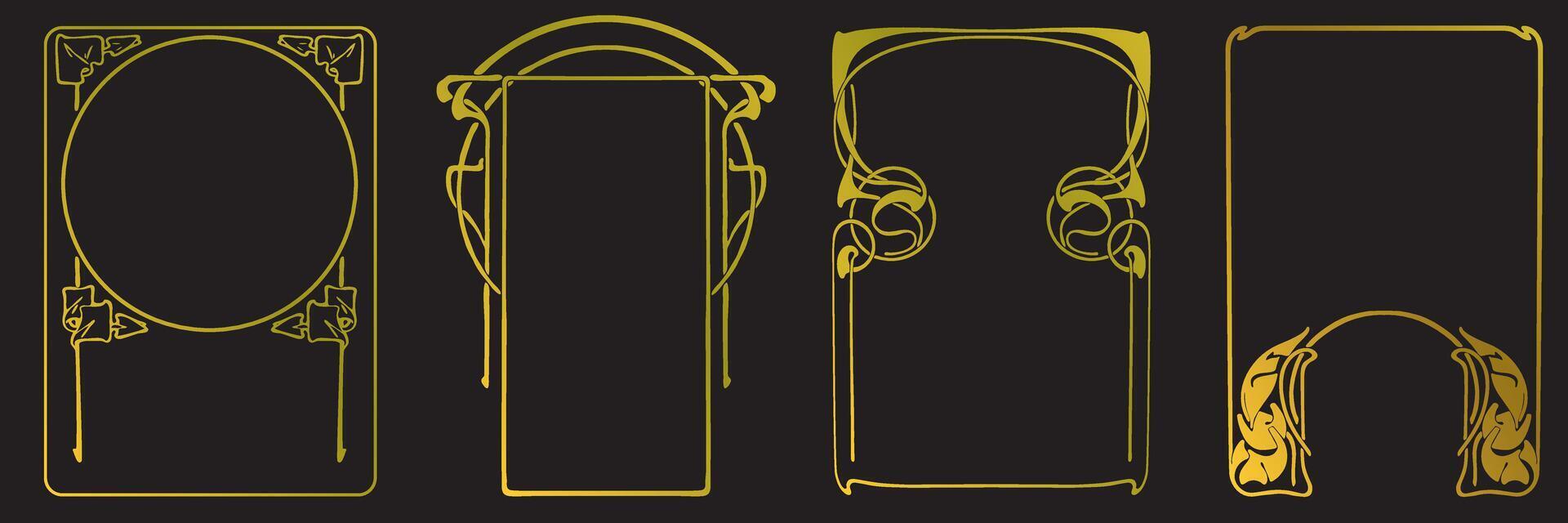 Frames with style Art Nouveau ornament set. vector