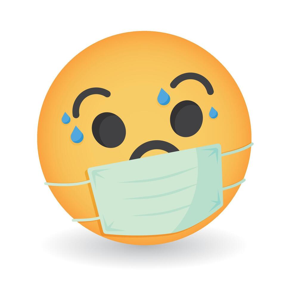 Mask with emoji concept for save the world with Covid-19 virus. Danger symbol illustration. vector