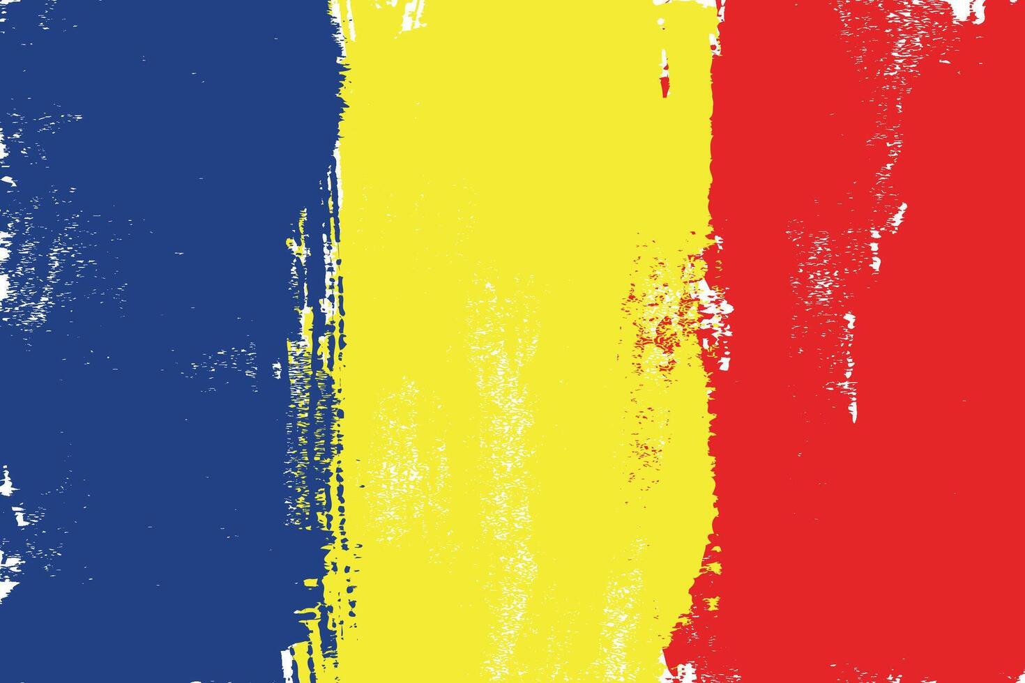 Romania colorful brush strokes painted national country flag icon. Painted texture. vector
