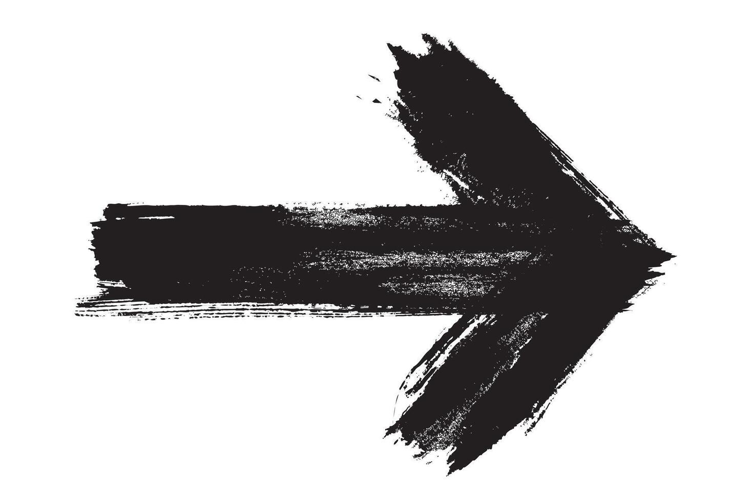 Grunge arrow . Brush paint black. vector
