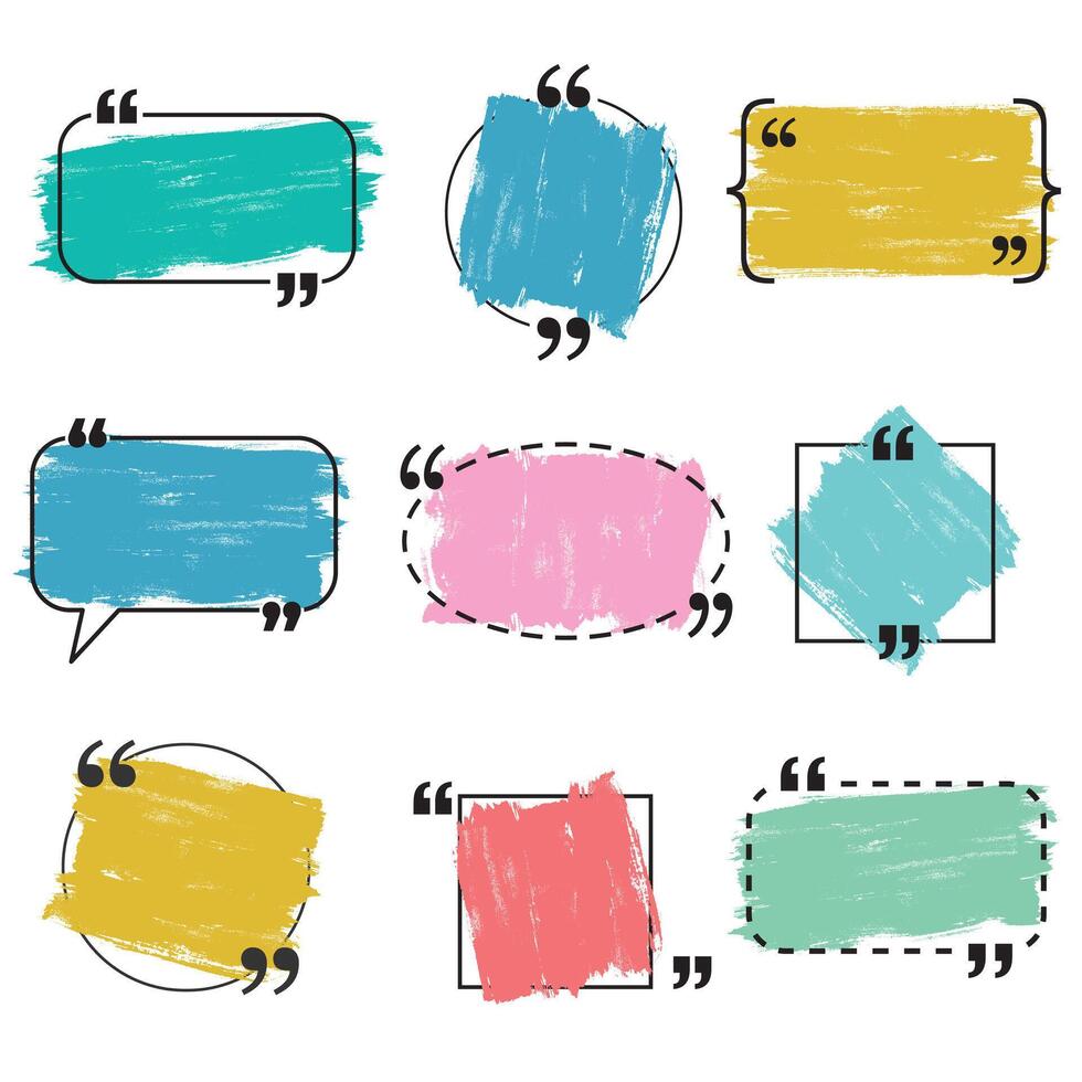 Painted grunge quote and speech bubble templates set. illustration vector