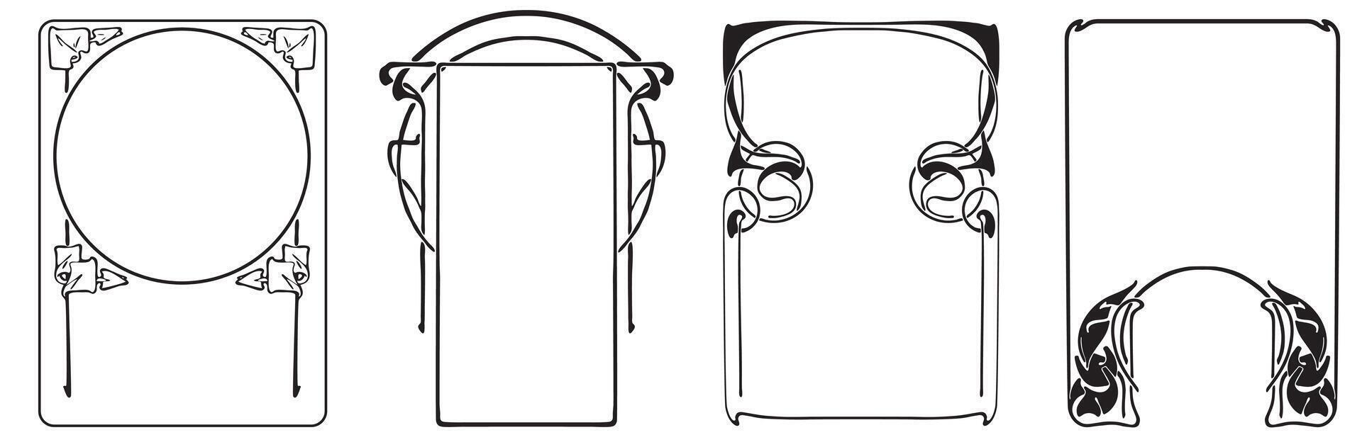 Frames with style Art Nouveau ornament set. vector