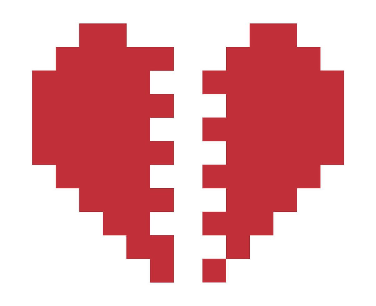 Pixel broken heart, flat art vector
