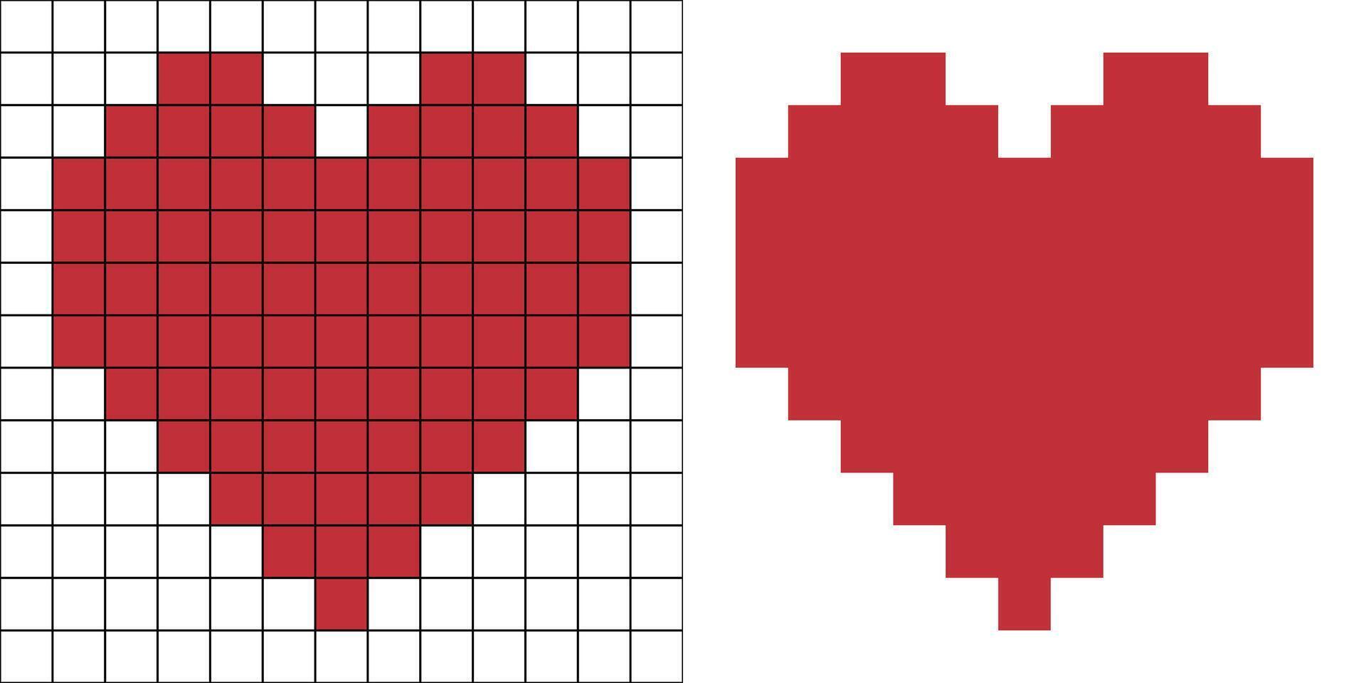 Pixel art heart, love and valentine vector