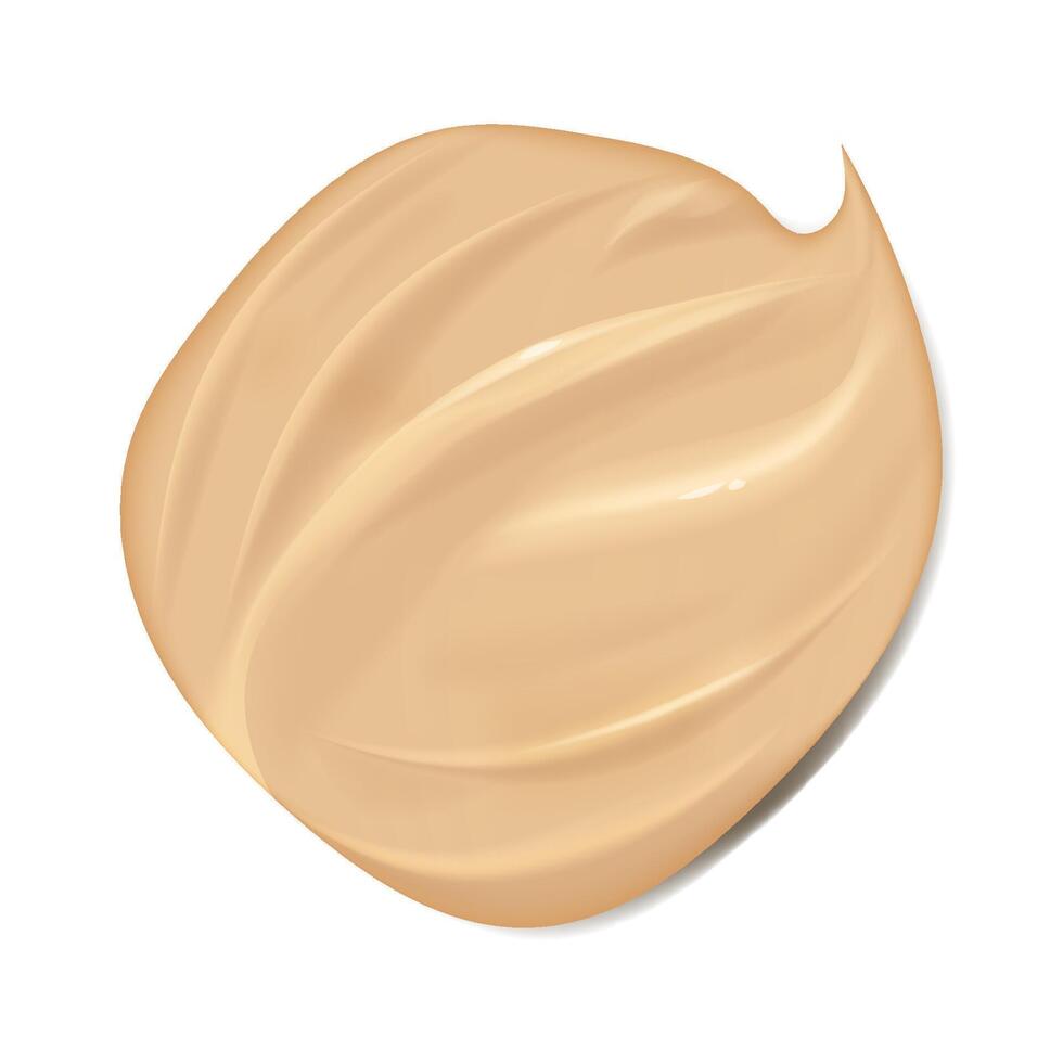 Realistic creamy texture, a smear of beige foundation. vector