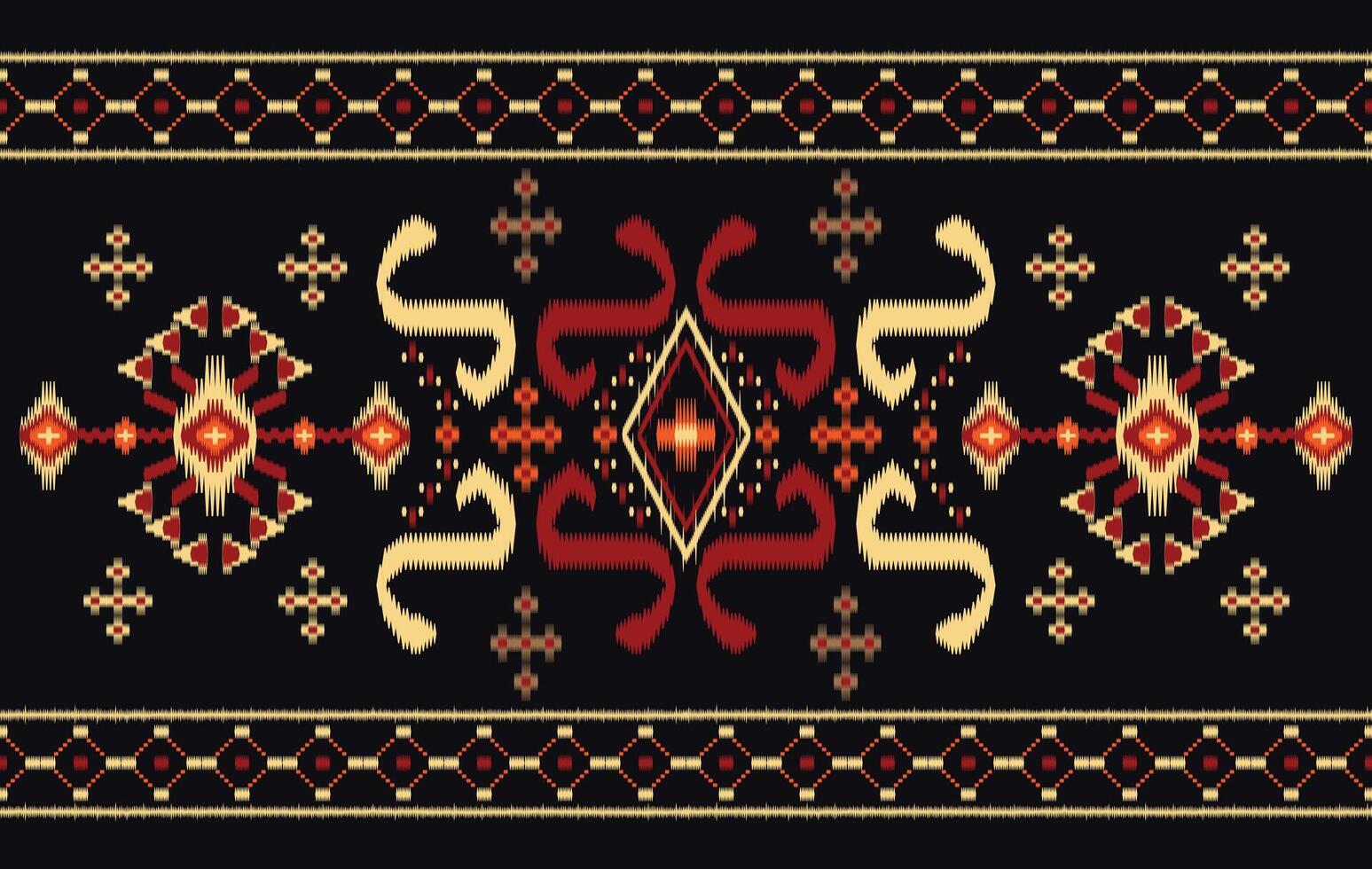 Ikat motifs ethnic fabric seamless pattern black. traditional ikat ethnic pattern style. Designed for saree, sarong, batik ,carpet ,clothing ,ikat pattern ,fabric ,embroidery ,textile art ,weaving vector