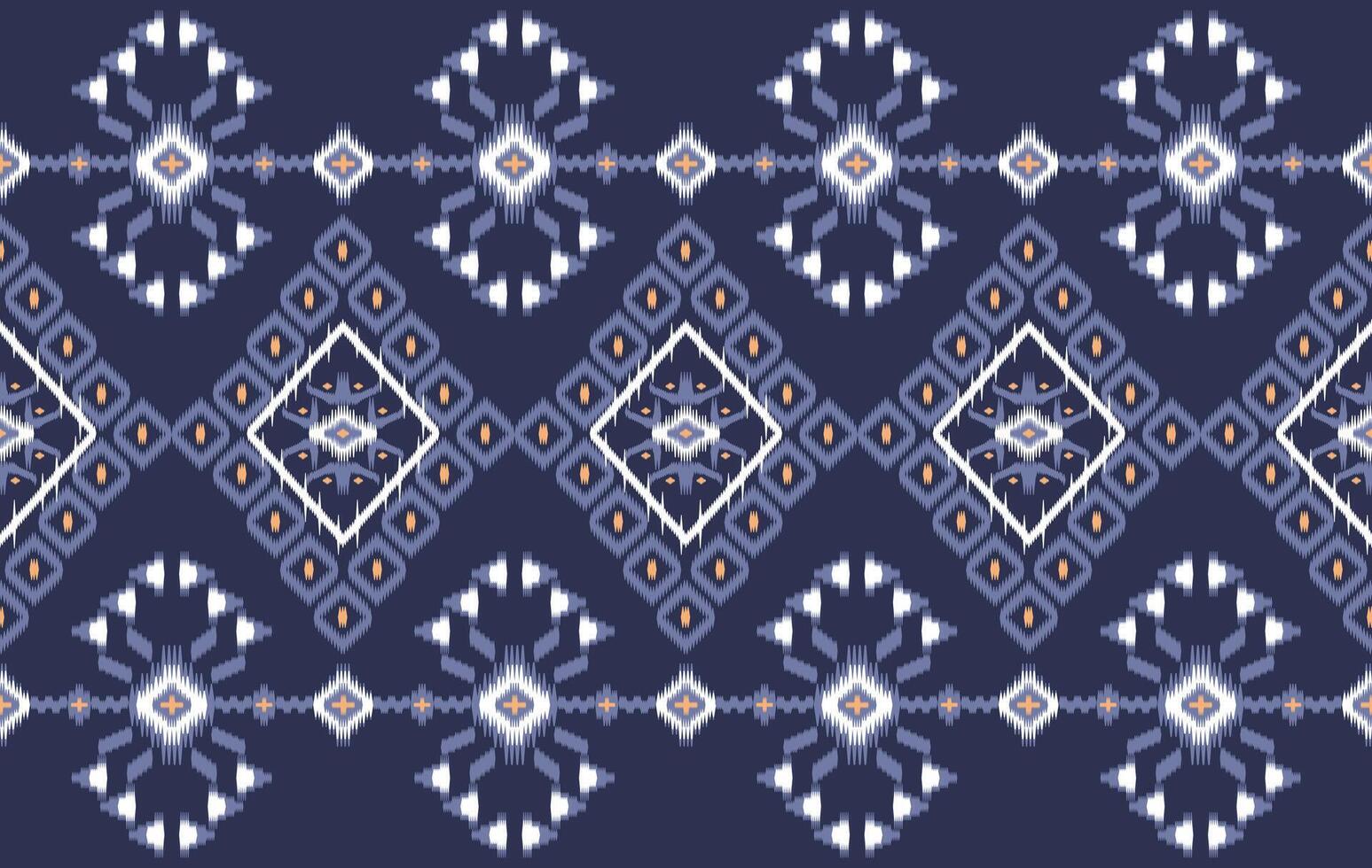 Ikat motifs ethnic fabric seamless pattern blue. traditional ikat ethnic pattern style. Designed for saree, sarong, batik ,carpet ,clothing ,ikat pattern ,fabric ,embroidery ,textile art ,weaving vector