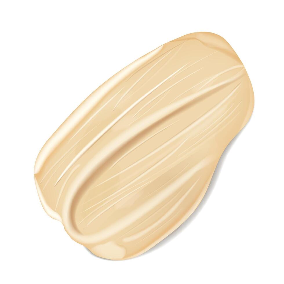 Realistic creamy texture, a smear of beige foundation. vector