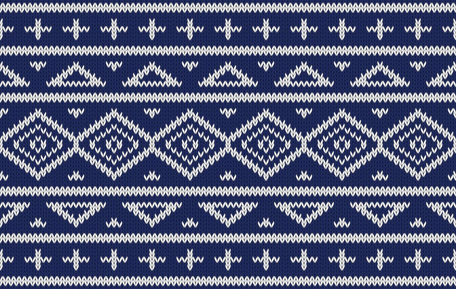 Knitted pattern seamless fabric blue color tone. traditional knitted pattern ethnic style. Designed for background ,wallpaper ,carpet ,clothing ,knitted pattern ,fabric ,pixel art ,textile vector