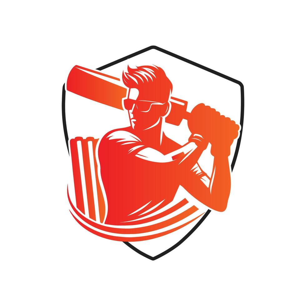 Man Playing Cricketing Stylish Shot Illustration vector