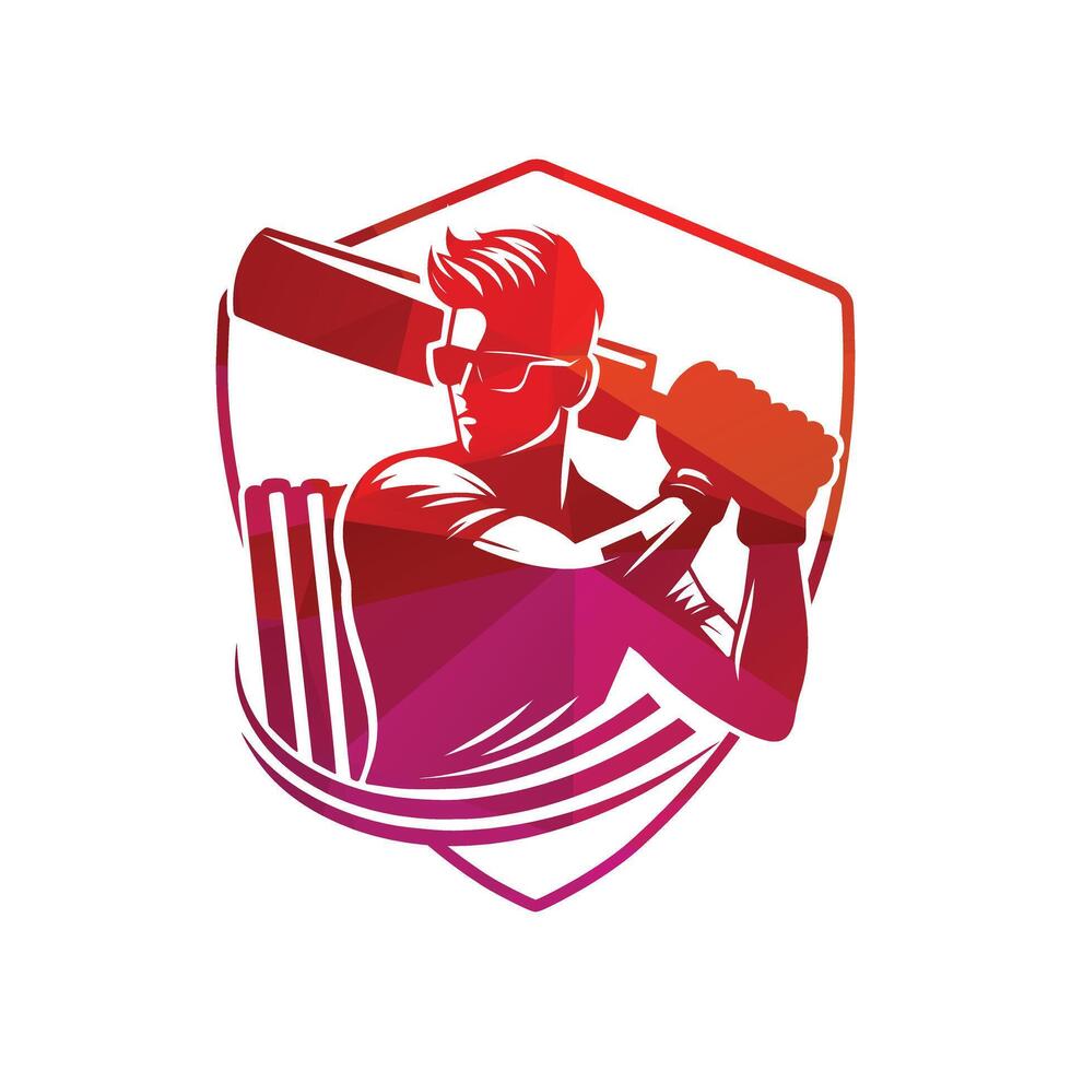 Man Playing Cricketing Stylish Shot Illustration vector