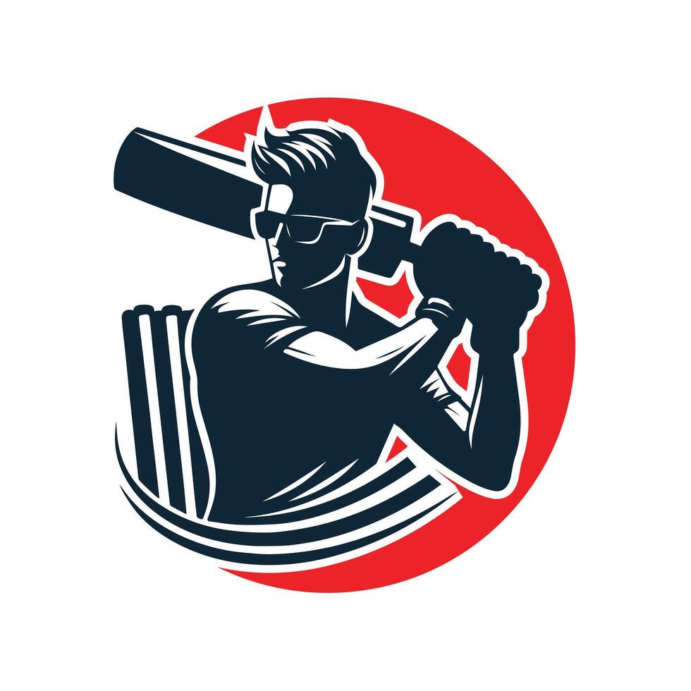 Man Playing Cricketing Stylish Shot Illustration vector