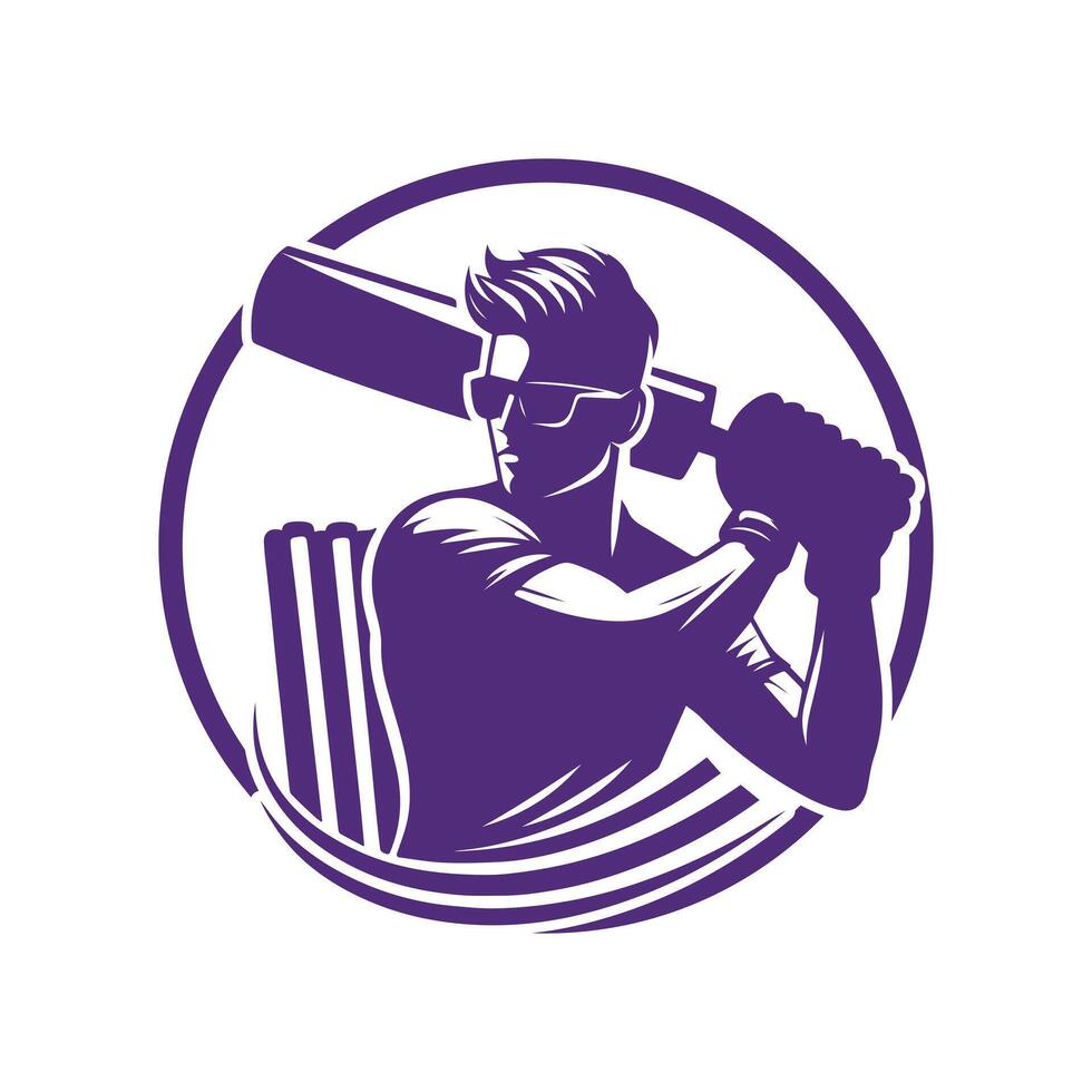 Man Playing Cricketing Stylish Shot Illustration vector