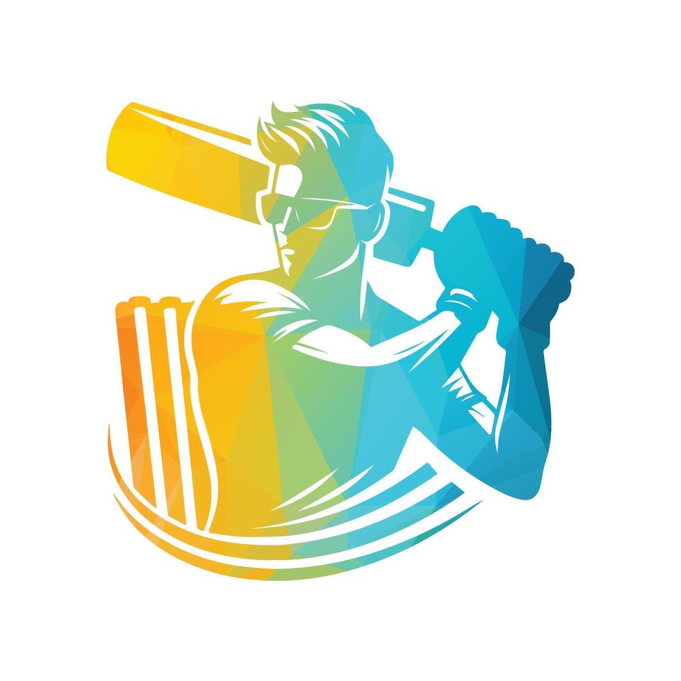 Man Playing Cricketing Stylish Shot Illustration vector