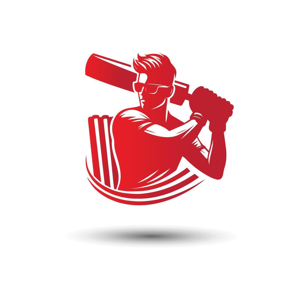 Man Playing Cricketing Stylish Shot Illustration vector