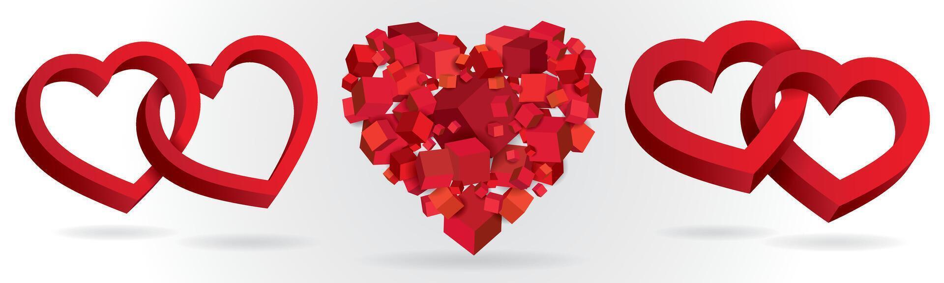 Heart 3d geometric. Isometric illustration . vector