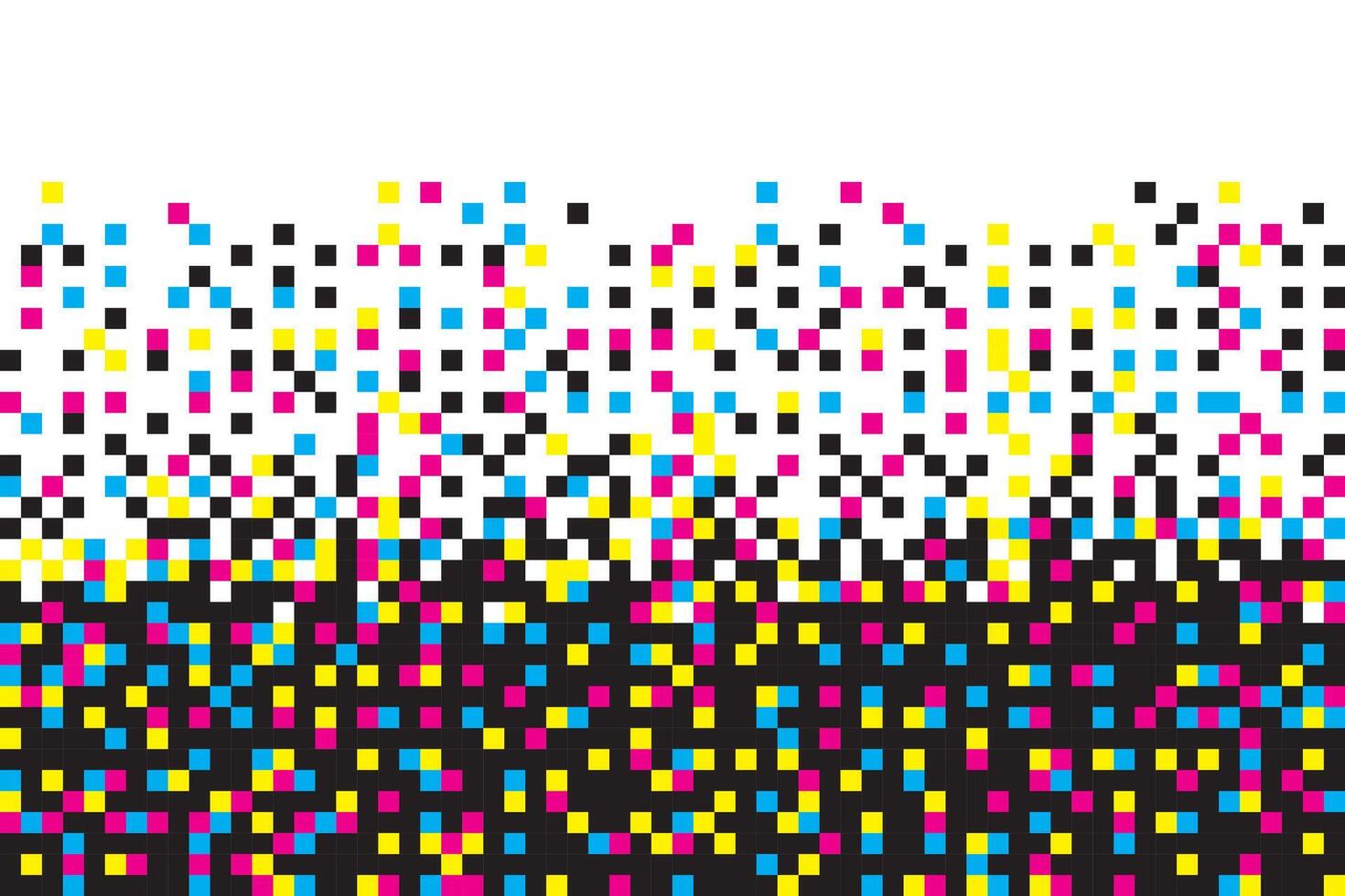 Pixel CMYK and White Seamless Pattern. Pixel abstract mosaic background, illustration for website, card, poster. vector