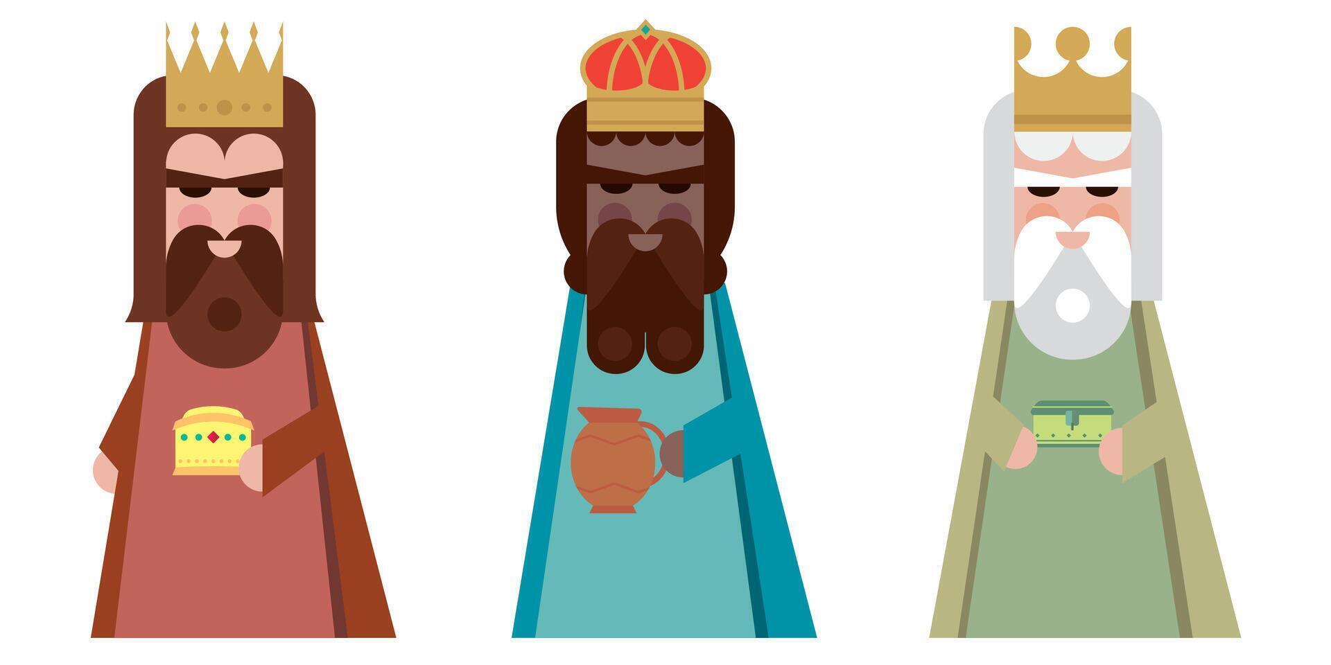 The three wisemen cartoons icon. Epiphany day holy night and christmas. Colorful design. illustration vector